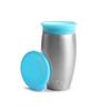 Munchkin Miracle Stainless Vacuum for Drinking with for Babies and FDMU10846 Cup, Steel, Blue, Double-Sided Wall, Insulated, Spill-Proof, Practice,