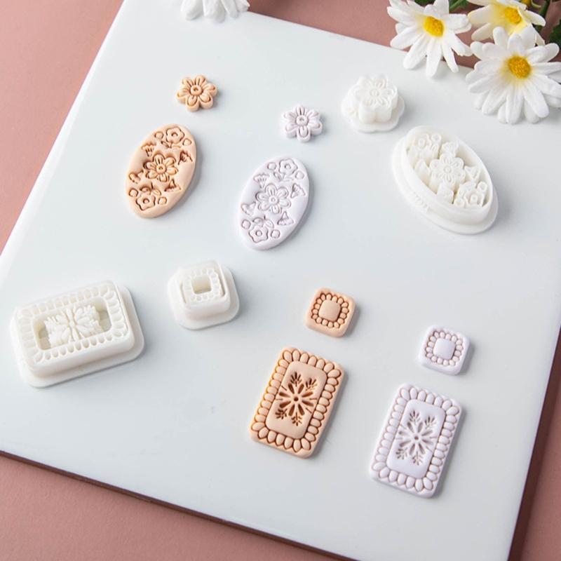 Cartoon Bohemian Flower Polymer Clay Earring Molds Lightweight Plastic Craft Tools For Kids Creative Projects