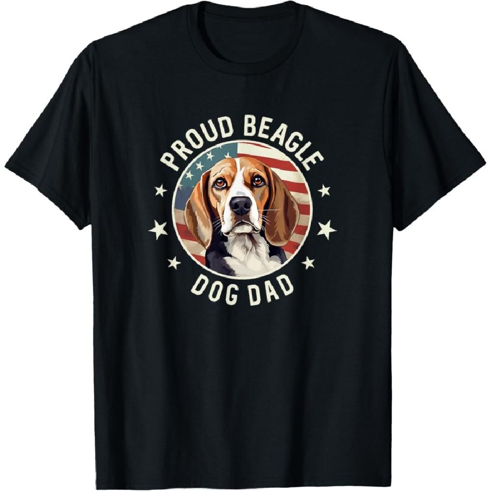 

Beagle Gifts For Men American Flag Proud Beagle Dog Dad T-Shirt S