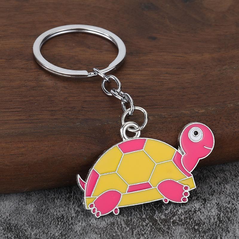 Cute Cartoon Turtle Enamel Keychains Bright Color Design Sturdy Metal Ring For Bag Decor Key Storage Gifts For Turtle Fans