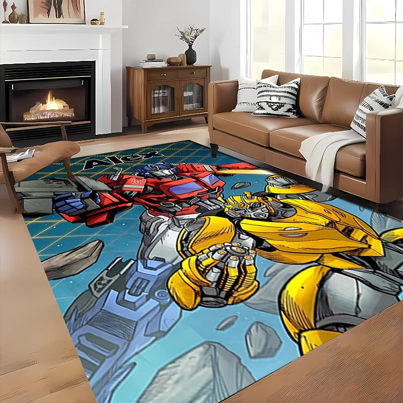 Custom Personalization Optimus Prime & Bumblebee Area Rug - Perfect For Kitchen, Bathroom,Laundry Room Decor Large Size Available,Gift All Seasons