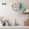 Summer Beach Decor Round Wooden Door Hanger, Watercolor Welcome Sign, Hello Sunshine Indoor Outdoor Wall Hanger Please Plaque for Porch Decorative