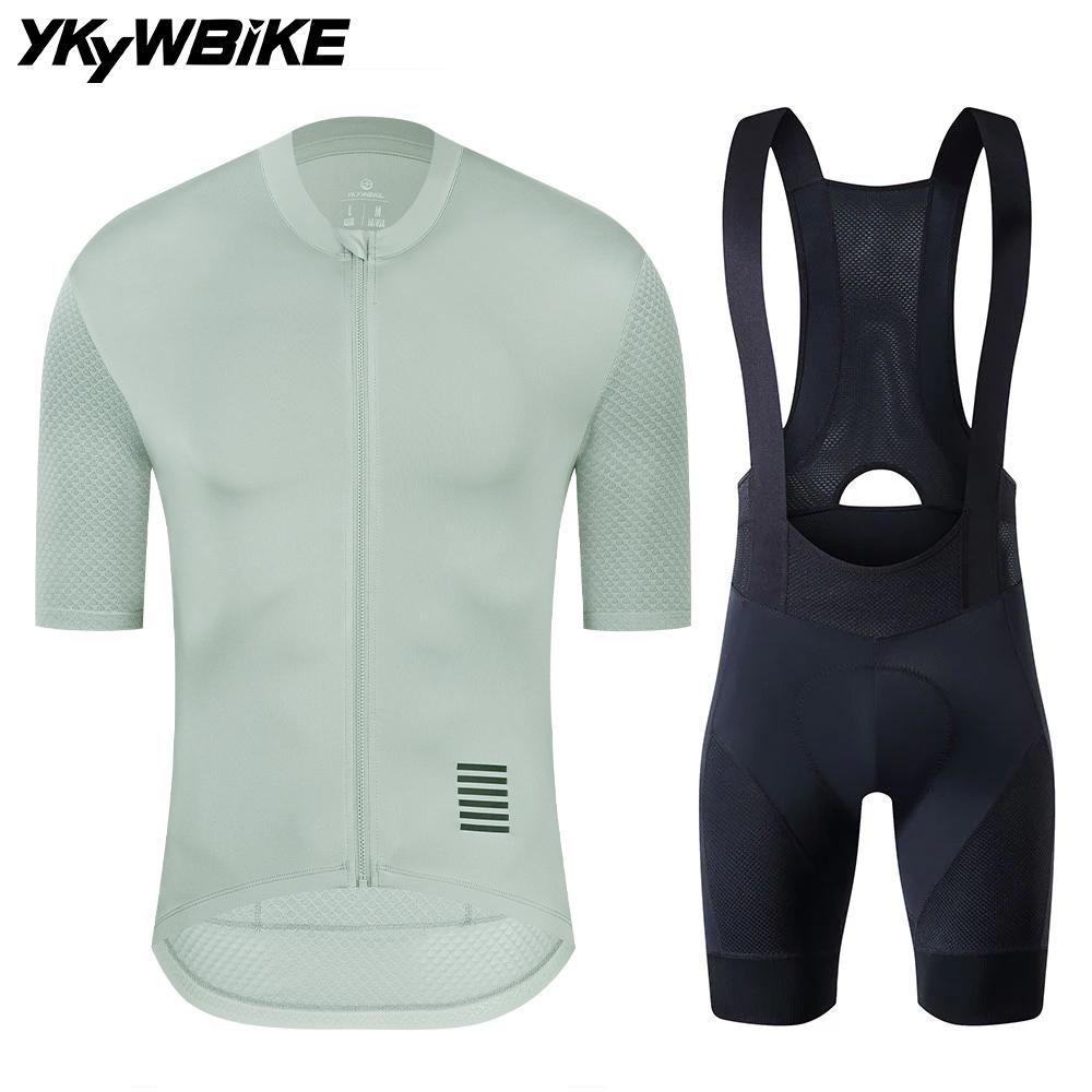 YKYWBIKE Cycling Jersey Set Classic MTB Cycling Bib Shorts Kit Reflective Custom Bike Clothes Bicycle Clothing Maillot