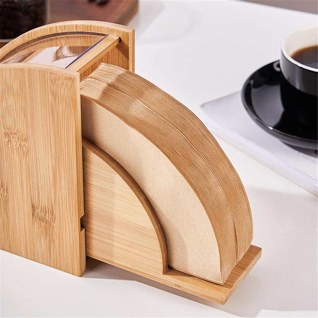 Coffee Filter Paper Holder Storage Box Wood Dust-proof V60 Filter Paper Rack Stand Home Cafe Making Coffee Accessories Coffeware