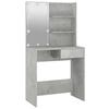 vidaXL Schminktisch mit LED Betongrau 74,5x40x141 cm