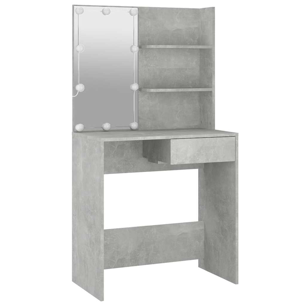 vidaXL Schminktisch mit LED Betongrau 74,5x40x141 cm