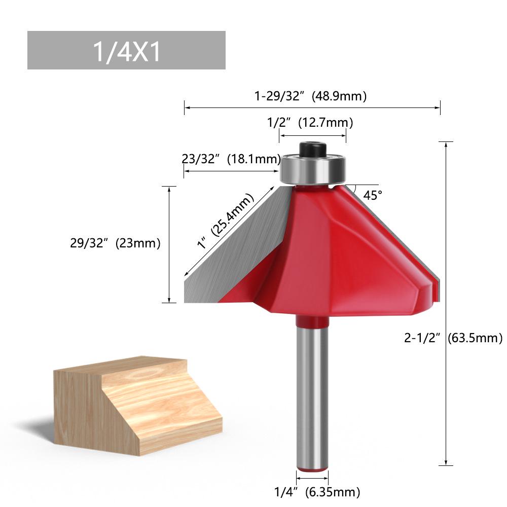 1/4" Shank 6-Pattern Beveled Lace & Round Head Woodworking Relief and Semi-Circular Knife Milling Trimmer.