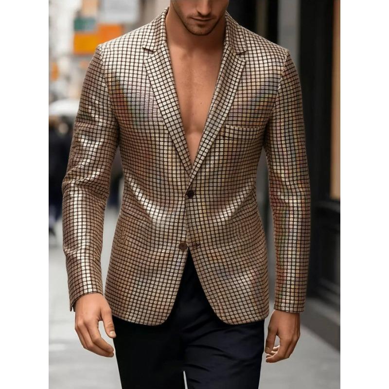 Mens Sequined Blazer Nightclub Party Performance Fashion Casual Suit Jacket