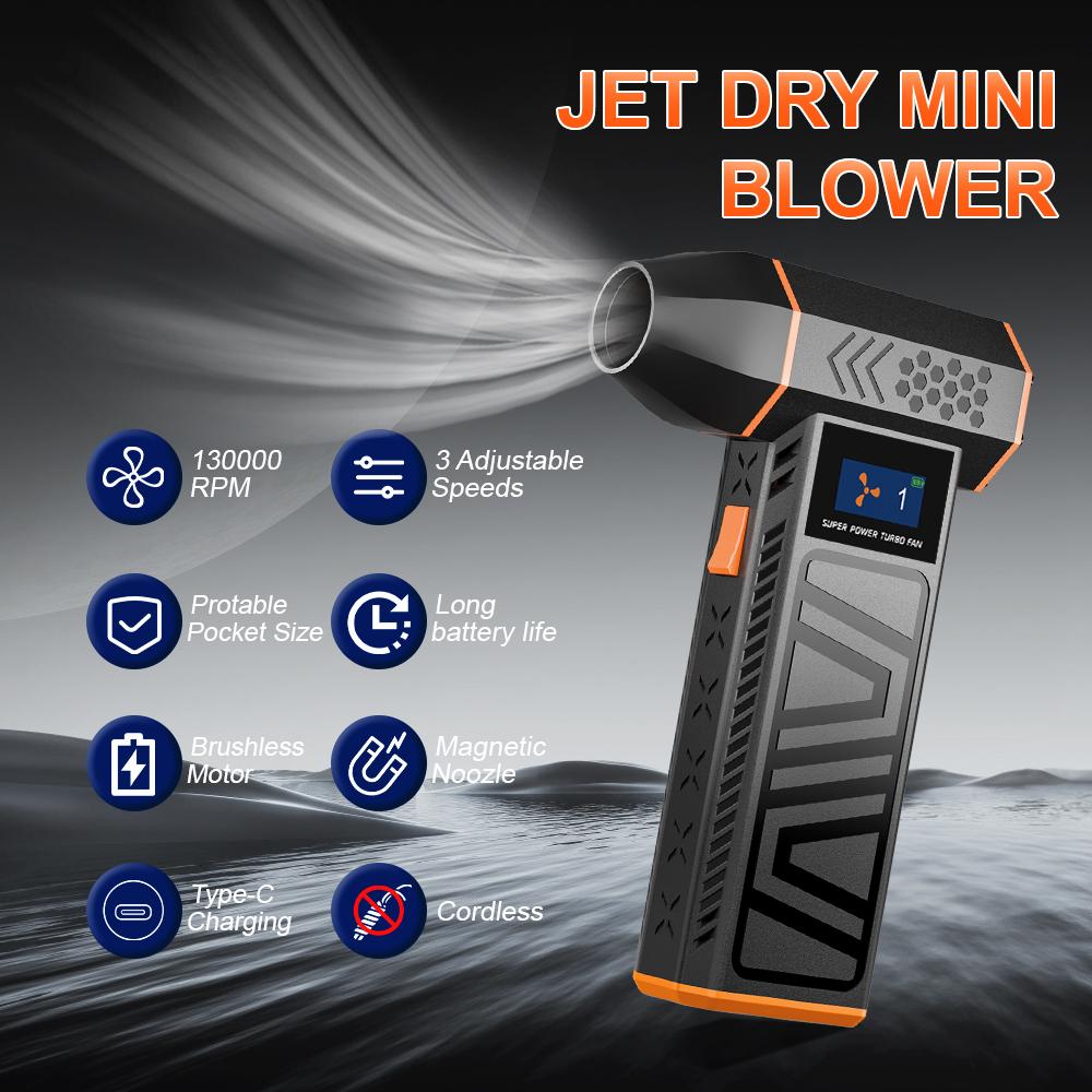 Car  Violent Fan Turbo Jet Fan Electric Air Duster 4 Gears Adjustable Blowing Snow New Cleaning Blower Tools 130000 RPM Portable