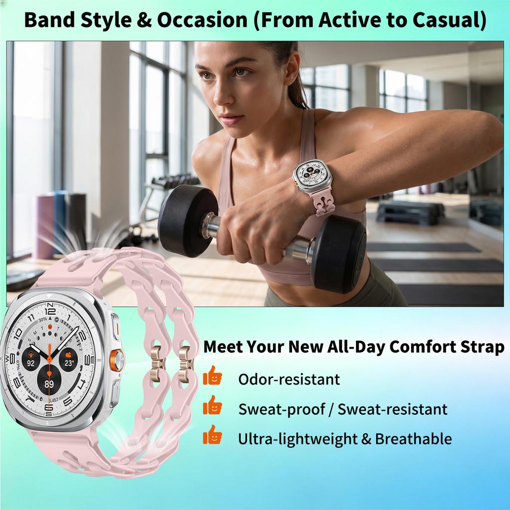 Elegante Cinturino a Maglie Morbido Silicone Sportivo Traspirante per Samsung Galaxy Watch Ultra 47mm 2025 Elegante Cinturino