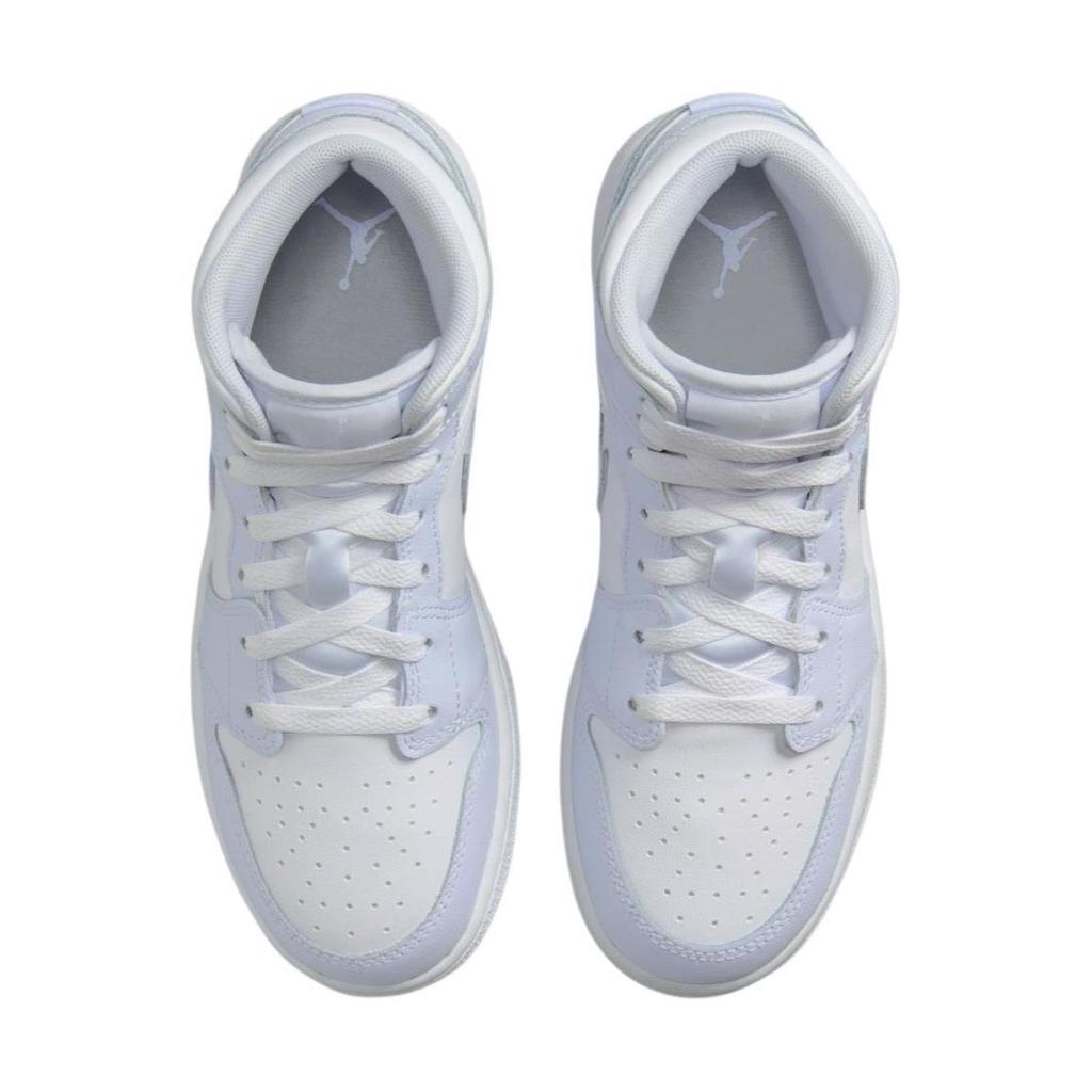 Jordan Air Jordan 1 Slip Resistant Abrasion Resistant Mid Top Children's Basketball Shoes White Blue Unisex FD8780-400