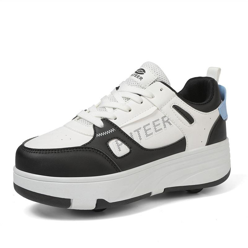 

Четырехколесные роликовые коньки для девочек 31–42 лет, съемная обувь на плоской подошве, спортивная обувь для катания на роликовых коньках, роликовые коньки для мальчиков и девочек 31 чёрный/белый