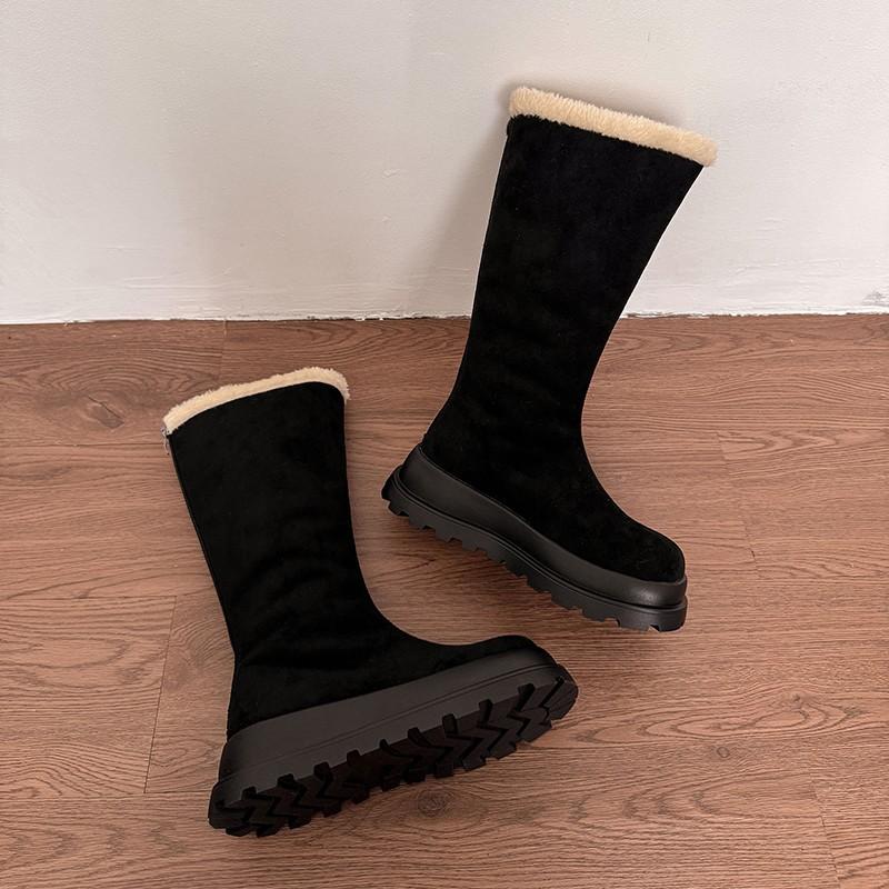 Thick-soled Snow Boots Women's 2025 New Winter Velvet Thickened Thermal Boots High-heeled Small High Cotton Boots