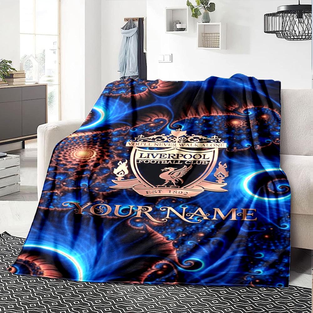 Liverpool Customize Your Name Blanket Cozy Personalized Blanket Durable Comfort Perfect for Sofa Nap Bed Home Decor Four Seasons Multipurpose