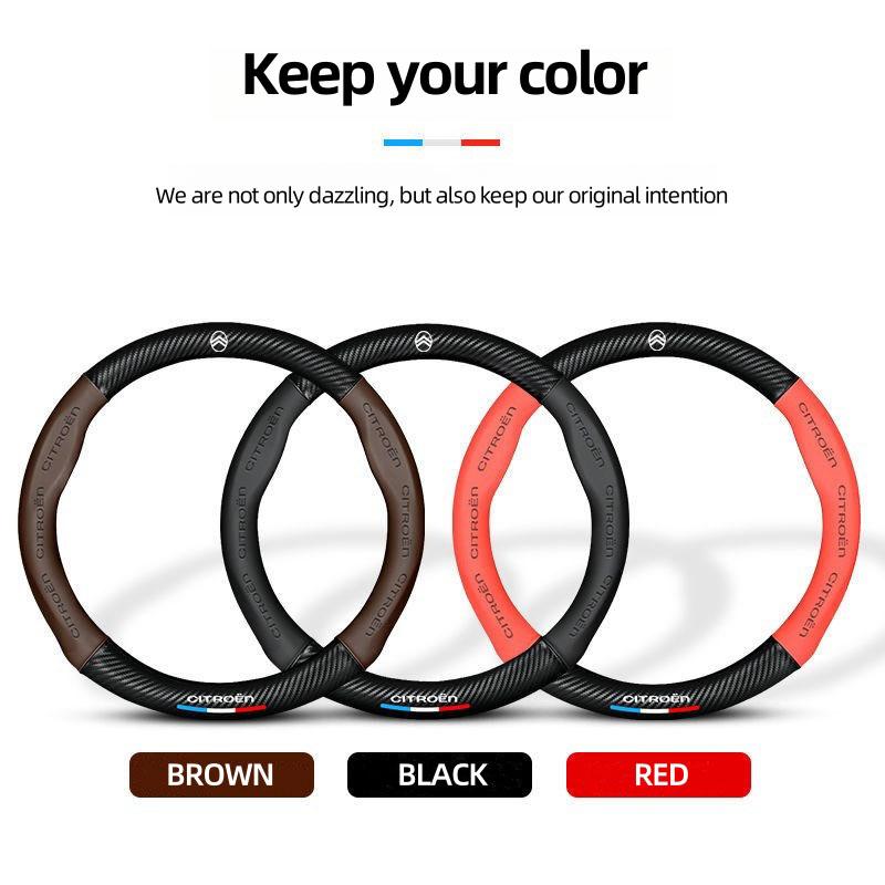 For Citroen C1 C2 C3 C4 C5 C6 VTS Xsara C-Crosser C-Elysee Berlingo Jumpy Carbon fiber Car Steering Wheel Cover Auto Accessories