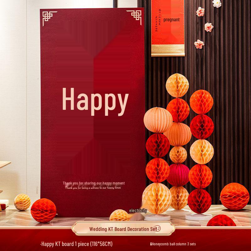Three-Dimensional Double Happiness Wall Ornament for Wedding Room Decoration Sets