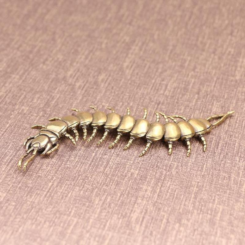 Antique Bronze Centipede Figurines Ornaments Pure Copper Moveable Simulation Animal Statue Crafts Home Feng Shui Desktop Decors