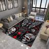 Gothic Skull Carpet Mat - Butterfly Rose Guitar Metallic Texture Sketch Dark Art Black Red Edgy Decorative Home Decoration Rug