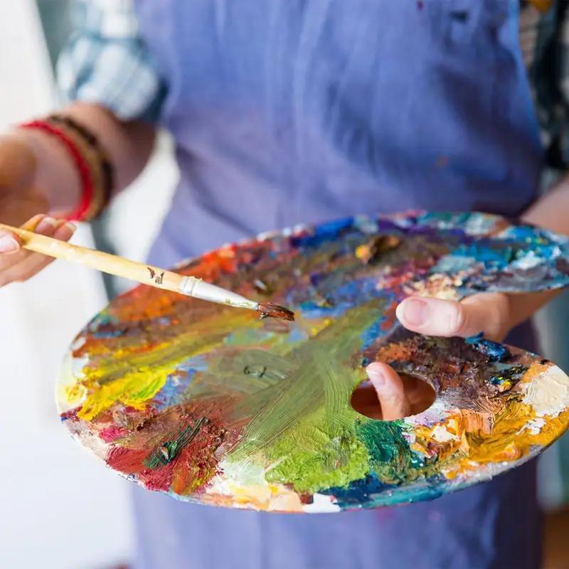 Artist Painting Palette-oval Oil Painting Palette Non Porous Surface Made of Recycled Wood - Stable Oval Design Suitable