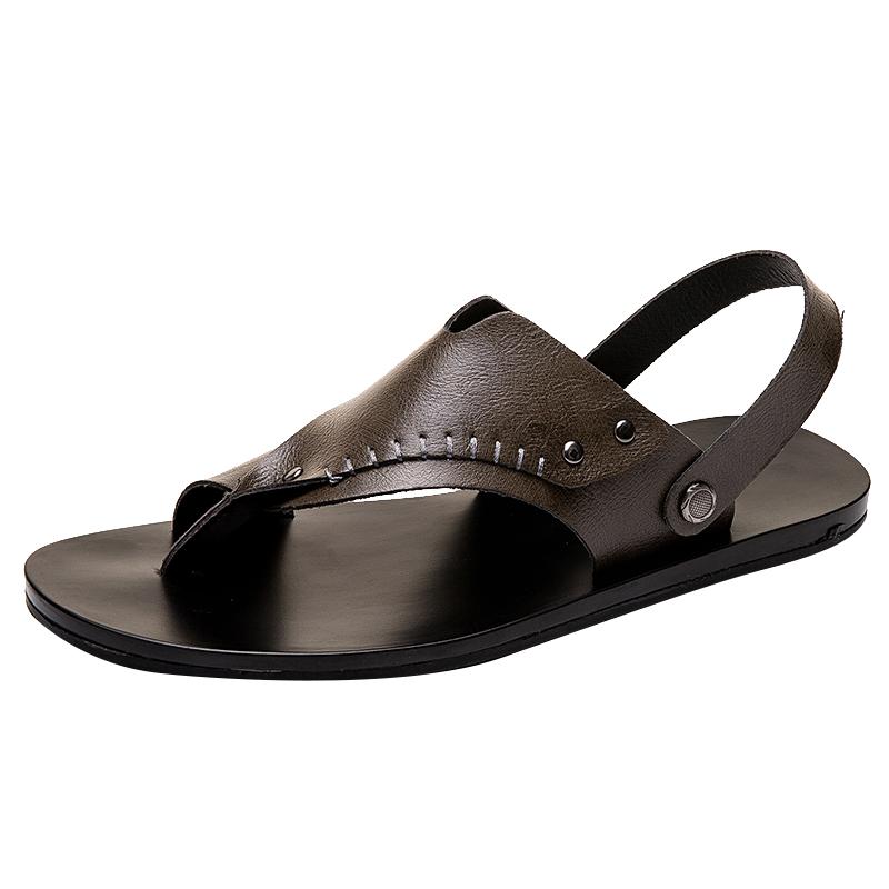 

Fashion Roman Style Men Leather Cross Strap Sandals Anti Slip Sandals Summer Beach Shoes Sizes 38-46 Casual Outdoor Flat Bottomed Sandal 46