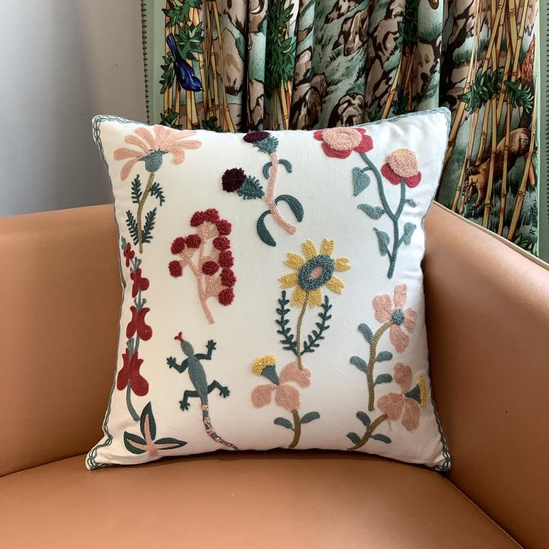 

Наволочка с вышивкой шениллом: Диван в пасторальном домашнем стиле, декоративная подушка и поясничная поддержка 45*45cm【Cover】