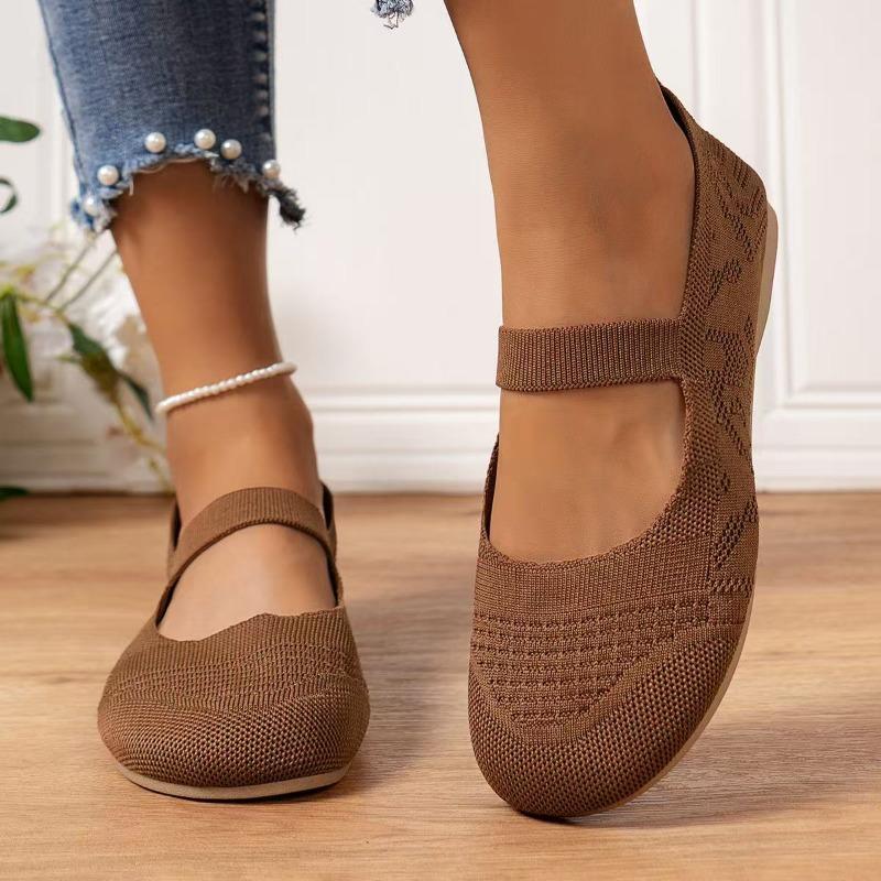 New breathable shallow mouth soft sole breathable single shoes women's overalls fly weaving four seasons casual work shoes boat shoes