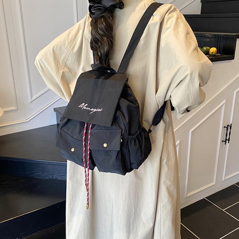 Casual multi-pocket backpack women's 2025 new large-capacity canvas short-distance travel backpack student school bag