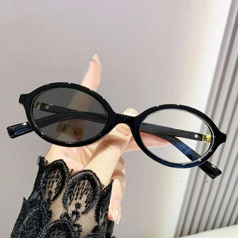 New Photochromic Myopia Glasses for Women Unisex Retro Color Changing Sun Glasses Fashion Oval Frame Near-sighted Eyeglasses