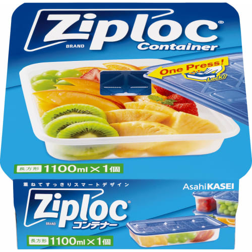 Asahi Kasei Home Products AsahiKASEI Ziploc Storage Container, Rectangular, 1100ml, 1 Container
