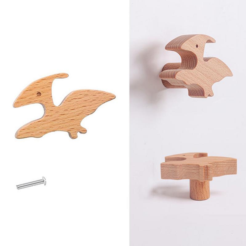 Wooden Animal Drawer Knobs Dinosaur Wooden Drawer Dresser Knobs For Baby Unique Wood Knob Delicate Bedroom Decorative Drawer