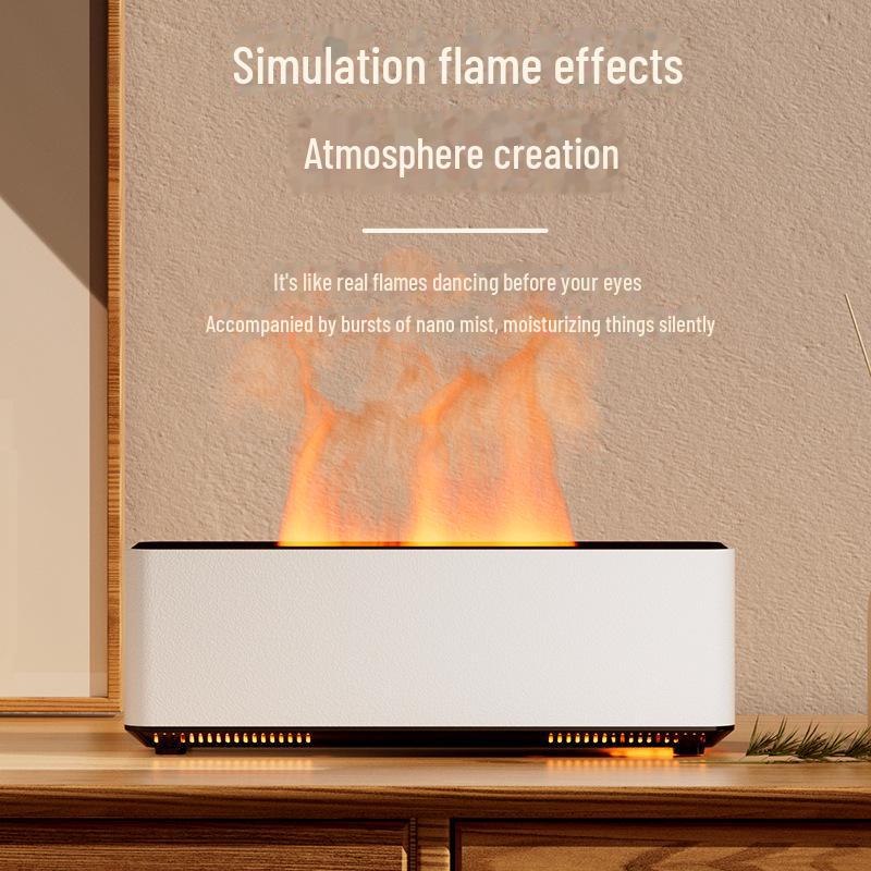 Nawilżacz powietrza z symulacją płomienia 3D i aromaterapią i kolorowym światłem nocnym do sypialni