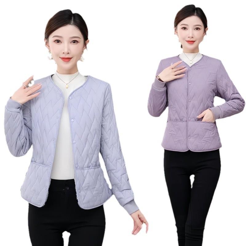 Women's Lightweight Cotton Padded Jacket with Velvet Lining - 2025 Trendy Short Style