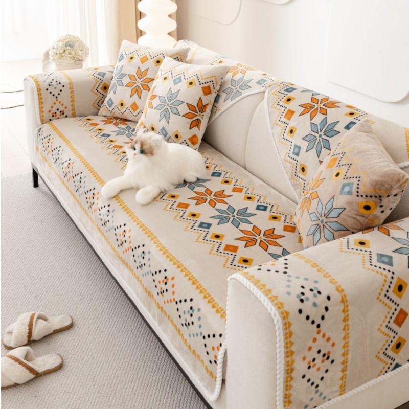 Nordic Flannel Sofa Covers for Living Room Anti-Slip Dustproof Sofa Covers Universal Bohemian  Sofas Funda Sofa Cushion