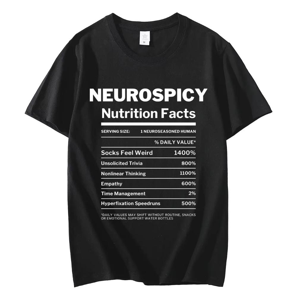 

Funny Neurospicy Tshirt Unisex Women Summer Casual Fashion Short Sleeve Tshirts High Quality Cotton Oversized T Shirts Streetwear S
