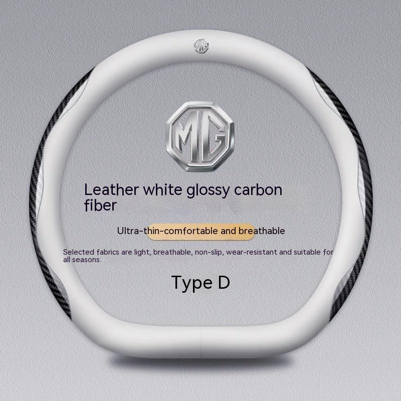 For MG ZS E-HS EV MG3 MG5 MG6 Trophy MG7 EZS 3SW Cyberster Carbon fiber Leather Car Steering Wheel Cover Anti-slip Breathable wue1