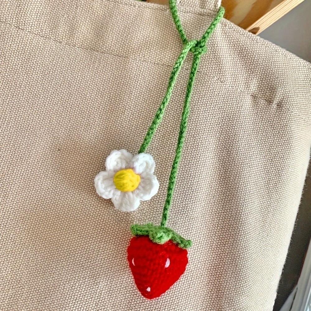 Floral Design Crochet Curtain Tie Back Wool Woven Rearview Mirror Pendant Teachers Gift