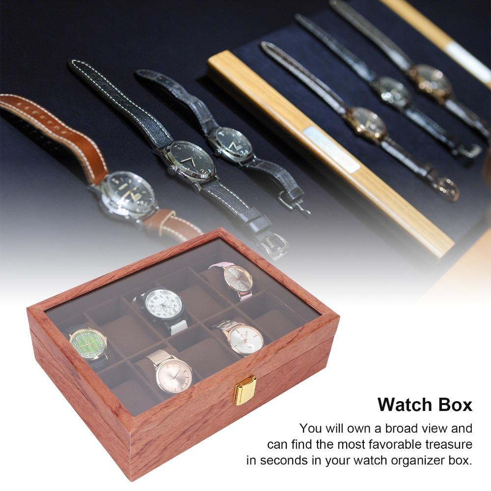 Composite Wood Watch Storage Case 26.5 x 20 x 8cm Watch Organizer Jewelry Display Case  For Women