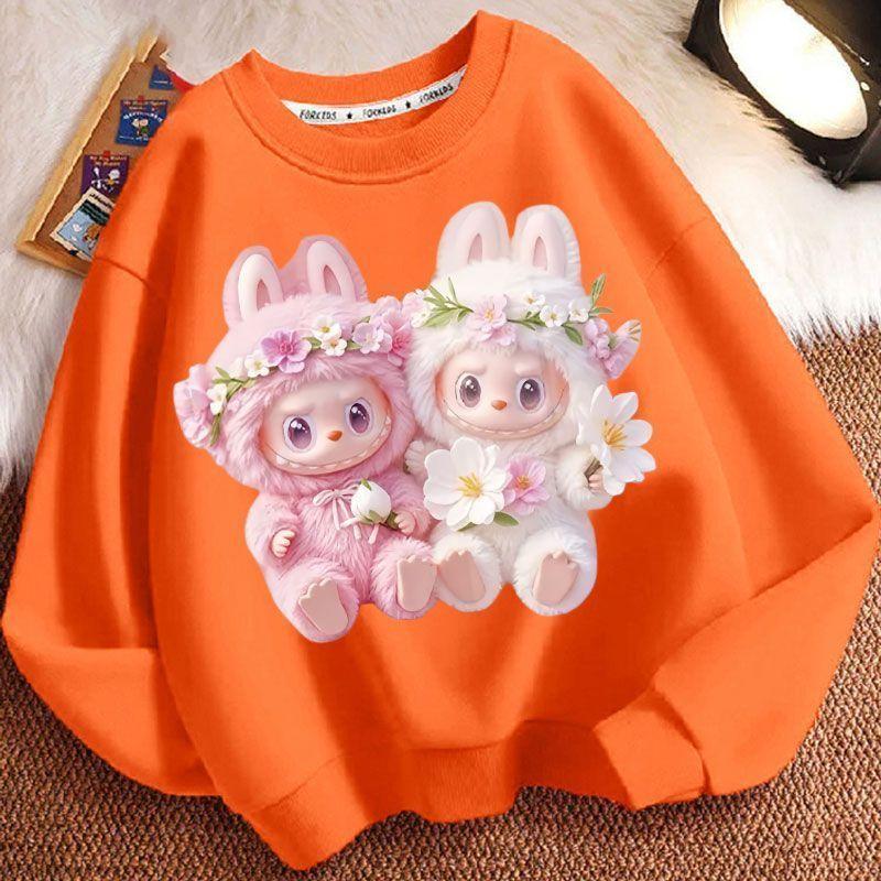 Spring and Autumn Boys' and Girls'  Fashionable Round-neck Hoodie, Children's Long-sleeved Loose Hoodie Jacket
