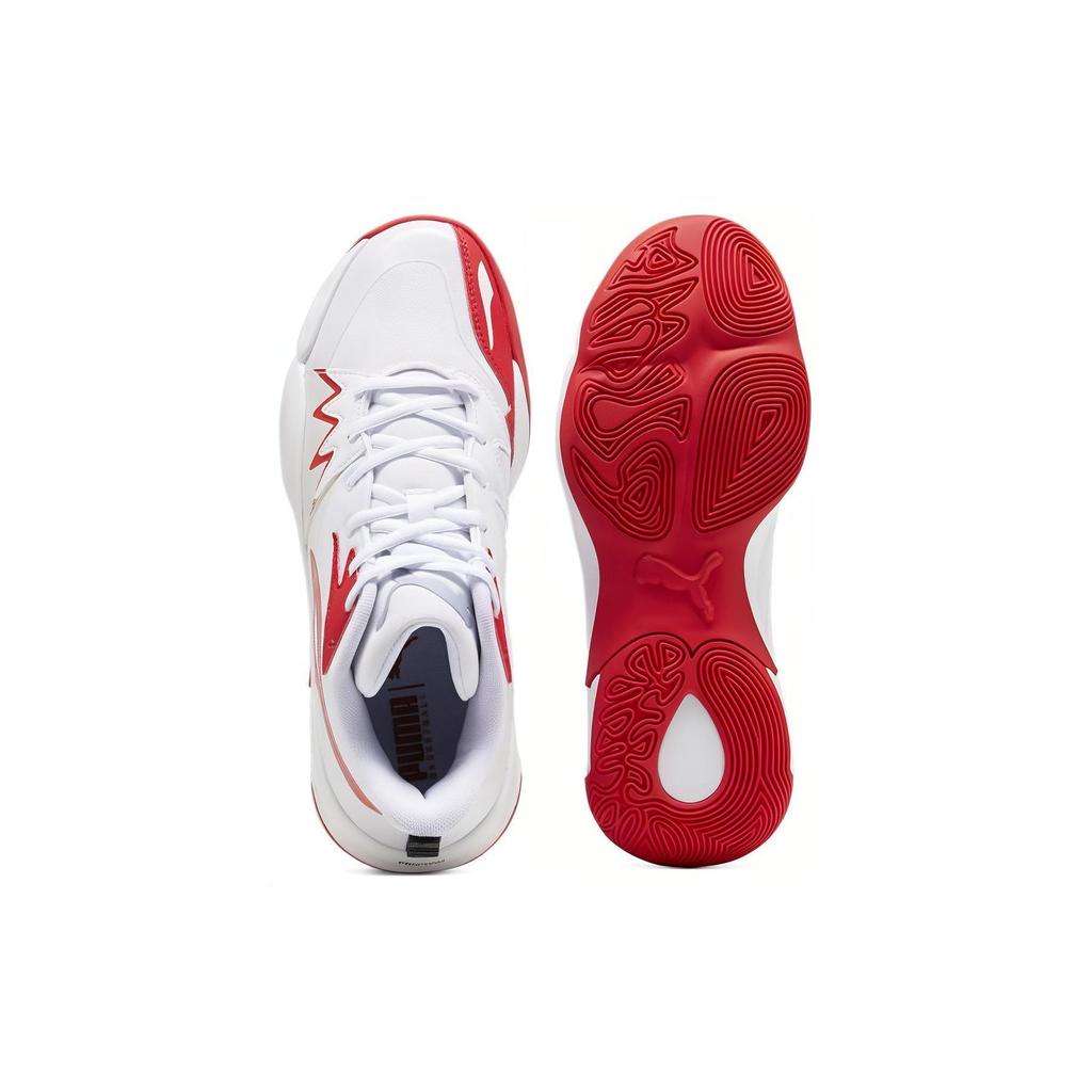 Puma Genetics Round Toe Lace-Up Non-Slip Low-Top Basketball Shoes Unisex Sneaker White Red 379974-04