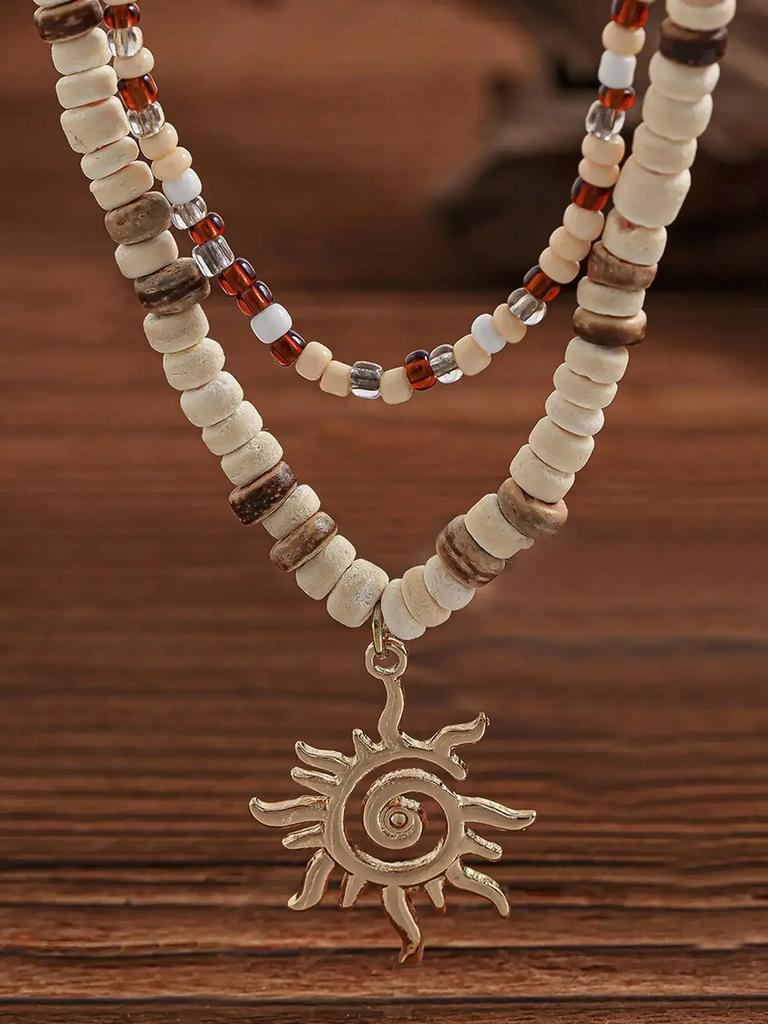Hot Sale 1set Men's Shell, Surfer, Wood Bead, Coconut Shell Necklace, Beach  for Hawaiian Summer