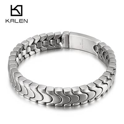 Bracciale da Uomo in Acciaio Titanio Semplice con Superficie Sabbiata Personalizzabile
