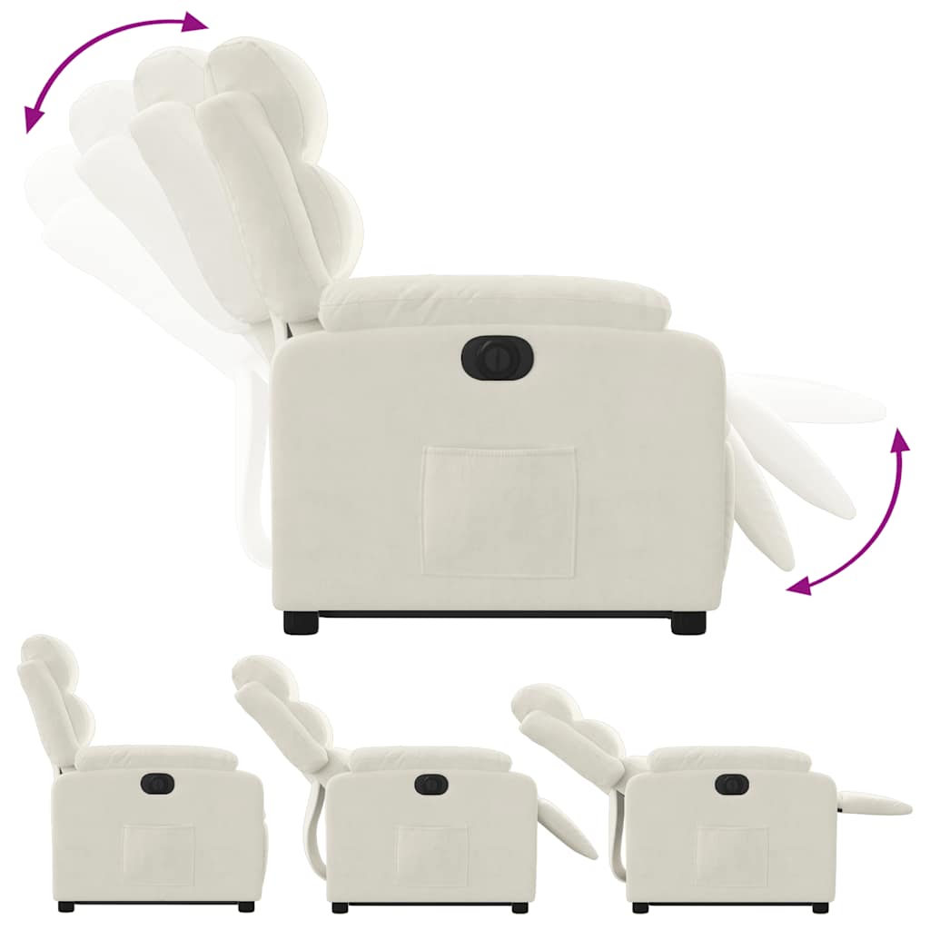 Electric Recliner Chair with Rising Function Cream Velvet