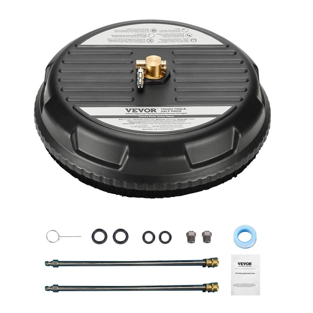 15" Pressure Washer Surface Cleaner 3000 Max PSI Plastic 2 Extended Wands