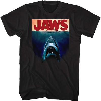 Jaws T-Shirt Deep Blue Movie Poster Black Tee