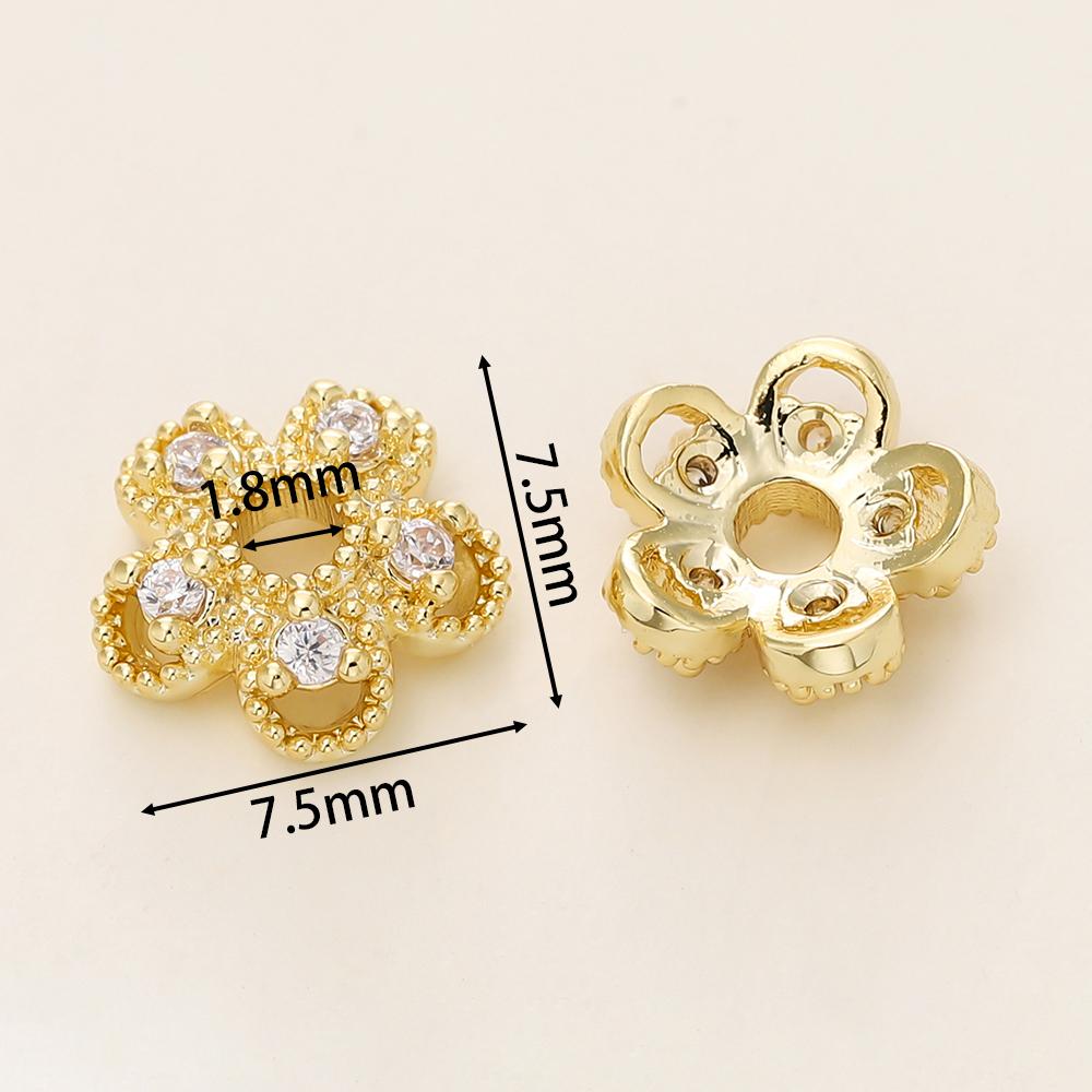 5/10Pcs/Lot 14K/18K Gold Color Plated Brass Hollow Flower Beads Caps Spacer Beads for DIY Jewelry Findings Making Supplies