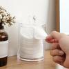 Acrylic Storage Box Bathroom Jar Makeup Organizer Cotton Round Pad Holder Cotton Holder Dispenser with Bamboo Lid Clear Plastic