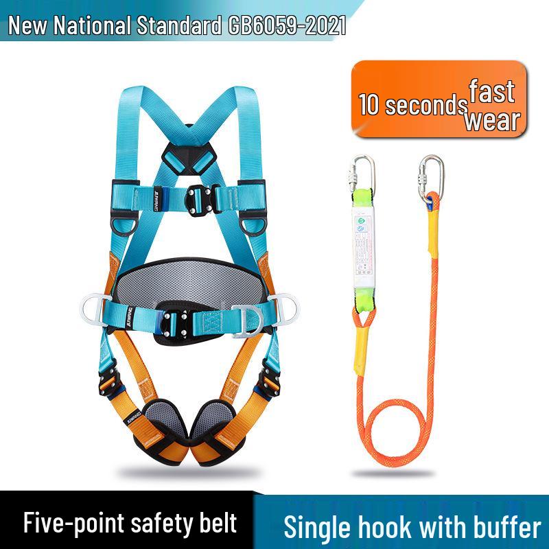 5-Point Full-Body Electrician Safety Harness with Double Hooks for High-Altitude Work