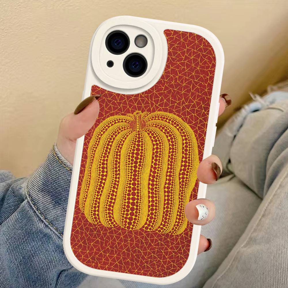 Yayoi Kusama Pumpkin Flower Art For IPhone 16 15 14 13 12 11 Pro Max Plus Leather Phone Cover