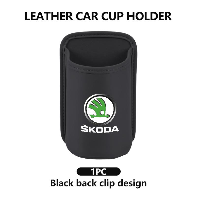 Für Skoda Leder Auto Wasserbecherhalter Innen Getränkehalter Organizer Zubehör Fabia 1 2 Octavia a7 RS Superb Rapid Yeti Karoq