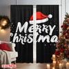 Flat Printing Merry Christmas Popular Window Curtains Versatile Fabric Without Electricity Family Set Of 2 Made Polyester